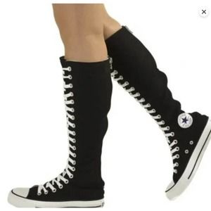 Converse Black knee high lace up sneakers - Y2K rare - size 6